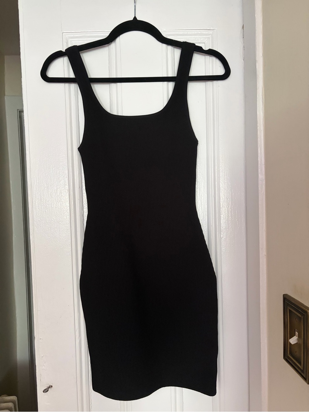 Aritzia Black Ribbed Mini Dress
